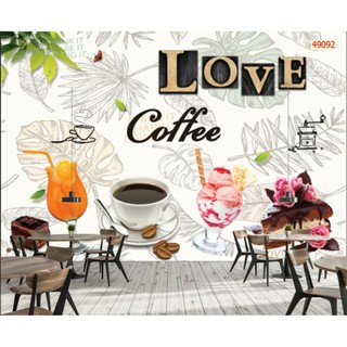 Tranh dán tường 3D trang trí quán coffee