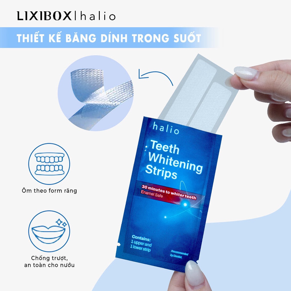 Miếng Dán Trắng Răng Không Ê Buốt Halio Teeth Whitening Strip