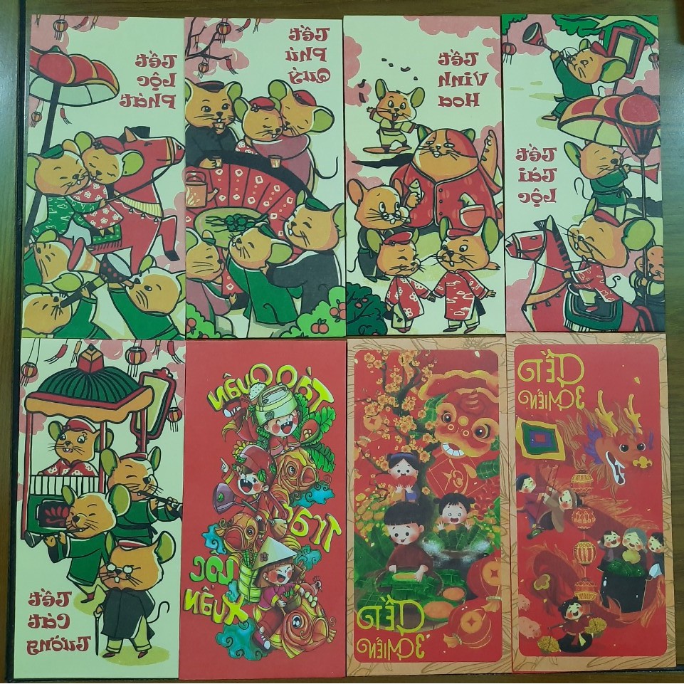 COMBO 10 BAO LÌ XÌ 2020 GIẤY CAO CẤP DỄ THƯƠNG
