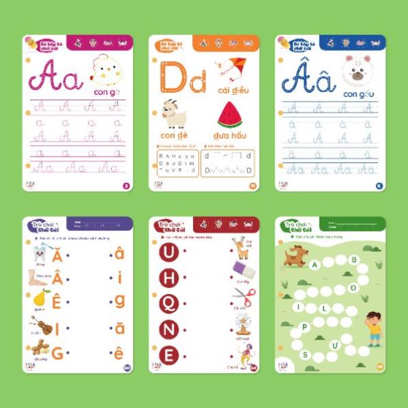 Đồ chơi Montessori, vở tập viết sách viết xóa được cho bé, chất liệu cao cấp_Tặng Bút và xóa