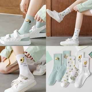 Sét 5 đôi Tất cao cổ nữ hình quả bơ vintage dể thương trẻ trung phong cách Hàn quốc