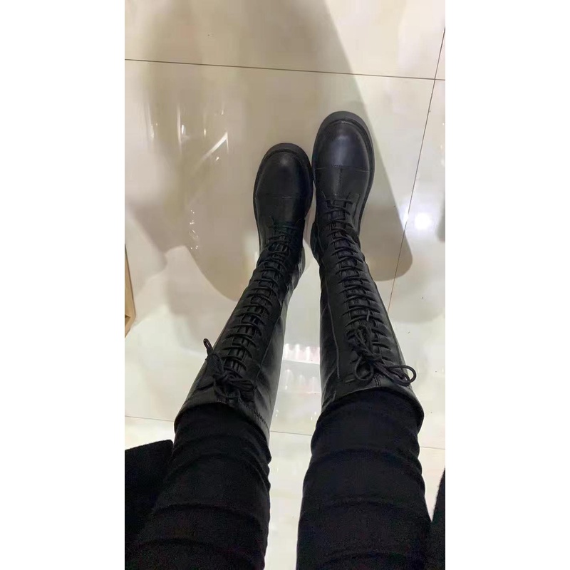 Giày Boot cao cổ có dây Ulazzang theo phong cách Hàn Quốc