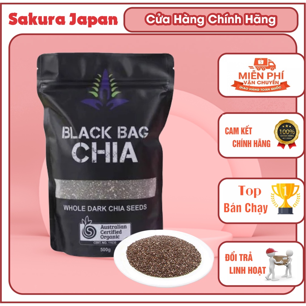 Hạt chia úc BLACK BAG CHIA Túi Đen 500gr đa công dụng