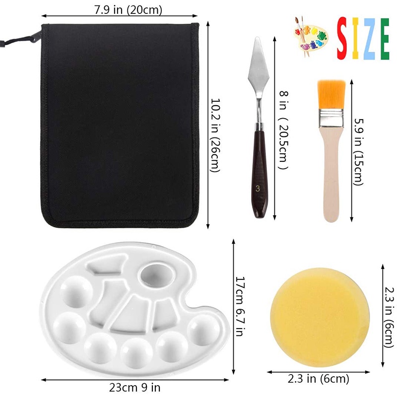 Bộ 16 Cọ Vẽ 12 Kích Cỡ Kèm Khay Đựng Dầu Và Khay Đựng Bằng Acrylic