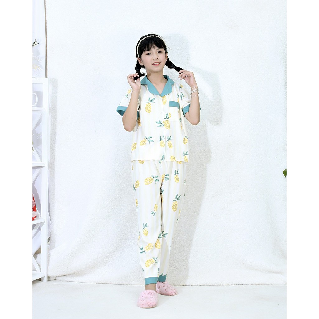 Set bộ pijama áo tay ngắn quần dài nhiều size chất liệu lụa mát họa tiết đáng yêu cho bé 239