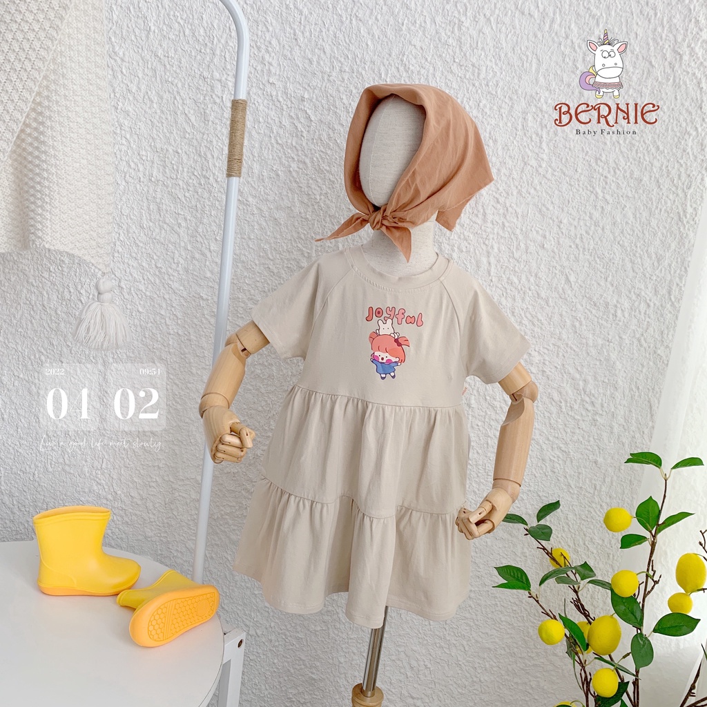 Váy cotton babydoll bé gái, đầm bé gái cotton mềm mát bernie