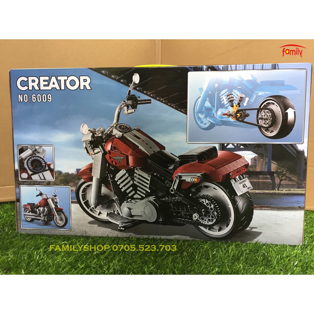 Bộ xếp hình Lego Xe moto Harley-DavidsonFat Boy Mã số 6007 ( J91025 Not Lego Creator 10269 ) Đồ chơi lắp ráp cho bé trai