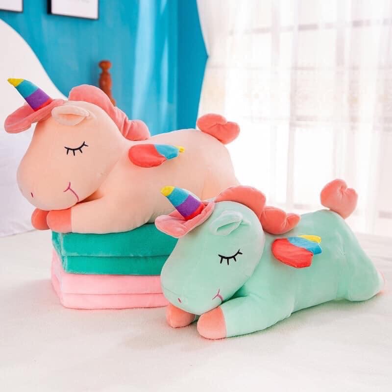 Gối mền Kì Lân Ngựa Pony hồng có mền siêu mêm loại I