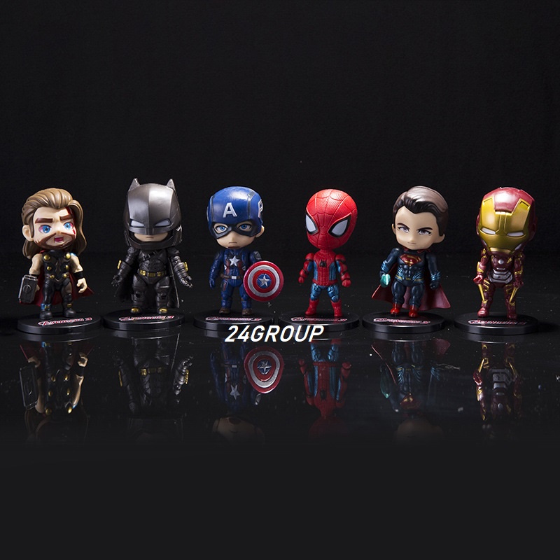 Bộ 6 nhân vật MÔ HÌNH AVENGER DR STRANGE IRON MAN SPIDER CAPTAIN MARVEL Caption America siêu anh hùng