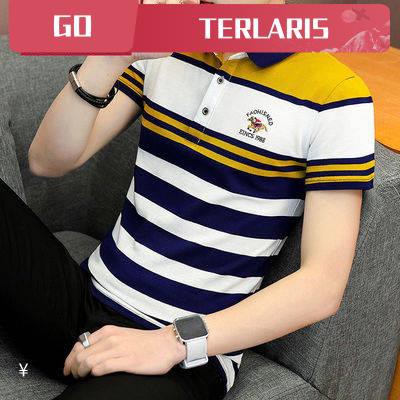M-3XL. Áo sơ mi nam giá rẻ siêu vi công sở Mùa hè Thường xuyên của giới Tay ngắn Sửa chữa thun Sọc Polo Cơ thể trong Quần Thanh niên