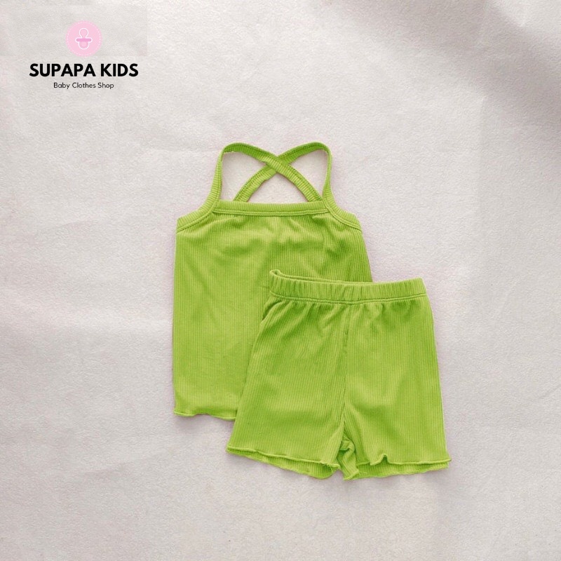 Bộ rời hai dây cho bé Gái, bộ đồ cho bé chất tăm lạnh ngày hè cho bé từ 3-12kg