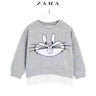 Áo nỉ Zara thỏ vạt trắng