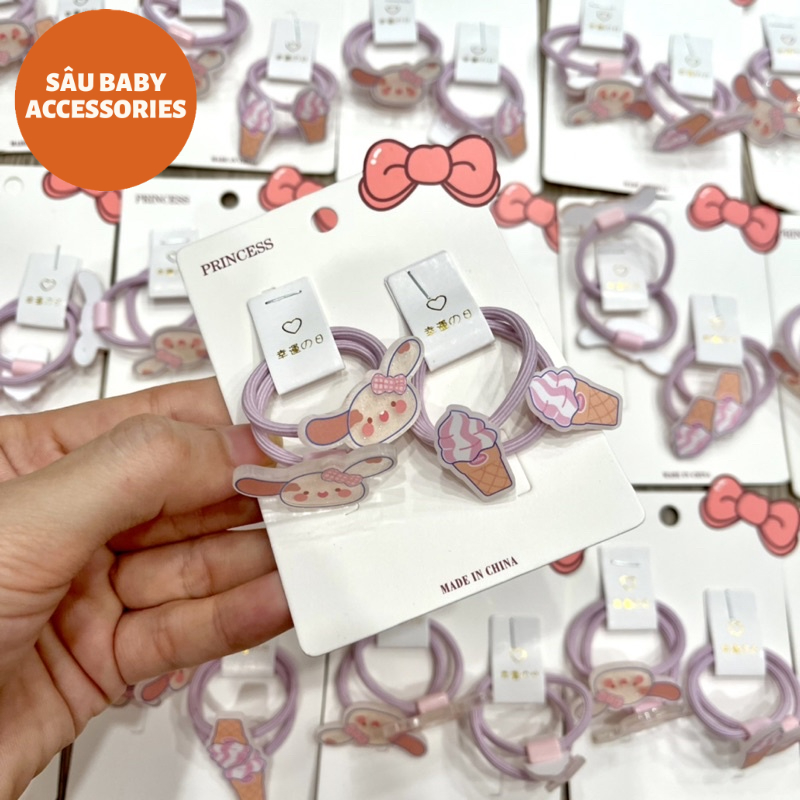 Sét 2 đôi dây chun buộc tóc hình siêu cute cho bé