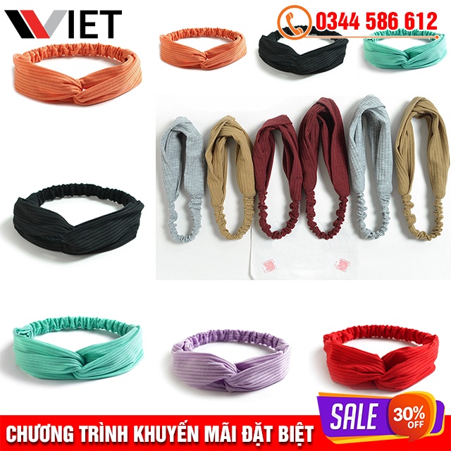 Băng Đô Turban/ Headband Đan Chéo Hè Vải Cotton Phong Cách Hàn Quốc Màu Sắc Tươi Sáng, Năng Động