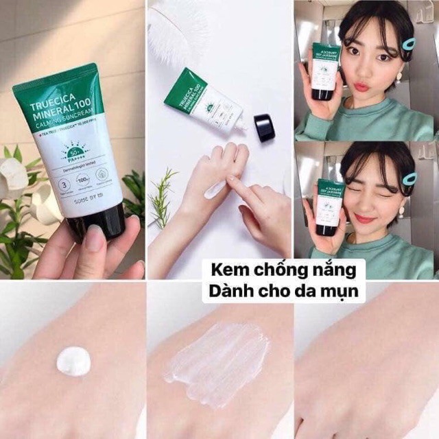 Kem Chống Nắng Some By Mi Truecica Mineral 100 Calming Suncream SPF50+/PA++++ 50ml hỗ trợ ngăn ngừa mụn