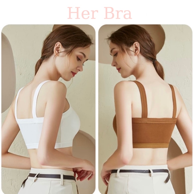 Áo 2 dây nữ bản to có mút ngực, áo bra 2 dây dáng croptop chất cotton mềm mịn BRA10