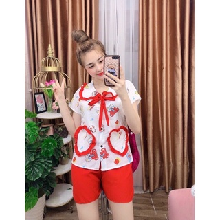 Set bộ tiểu thư đùi mặc nhà siêu cưng