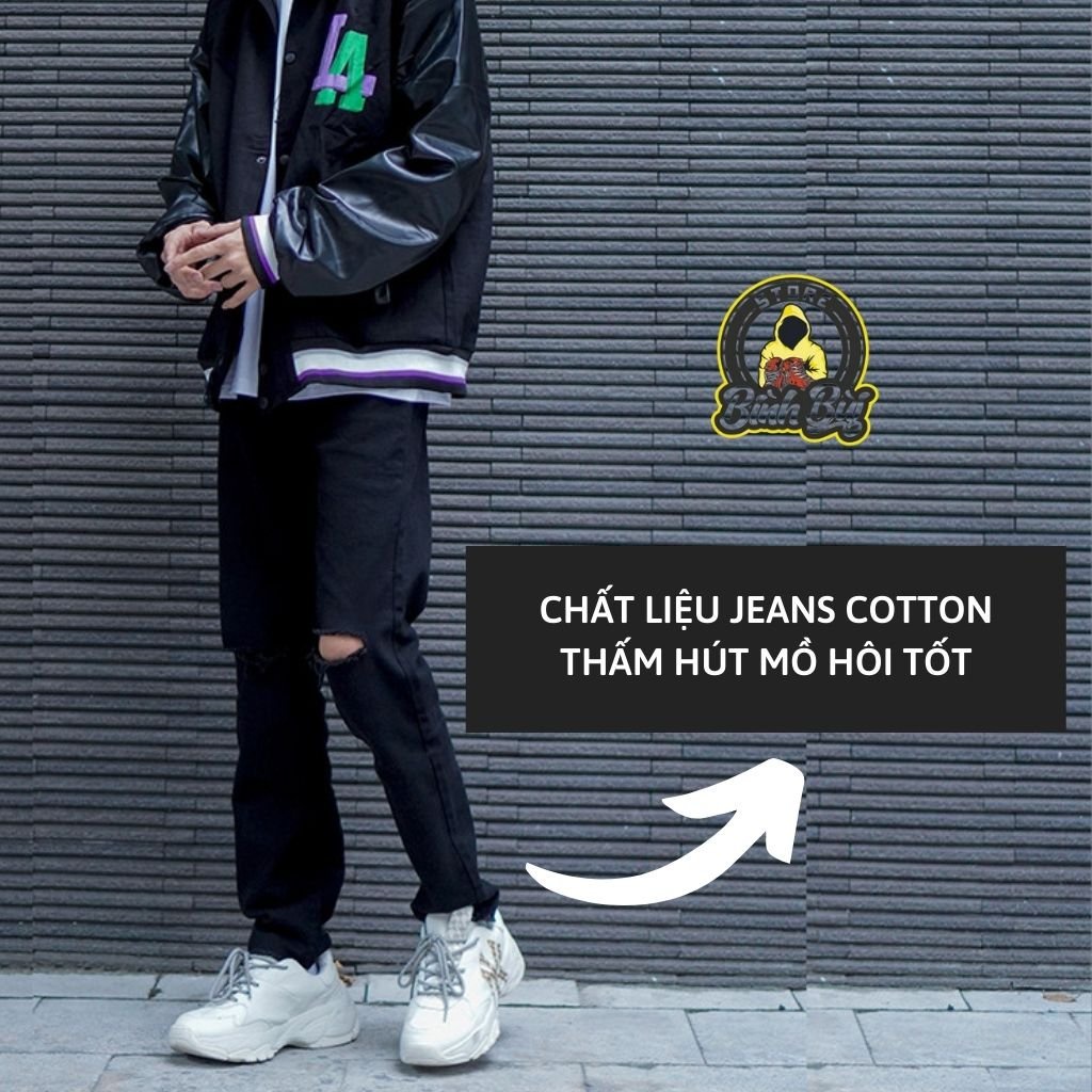 Quần Jean Nam Rách Gối Ống Côn Baggy Dáng Đứng Phong Cách Ulzzang Hàn Quốc | BigBuy360 - bigbuy360.vn