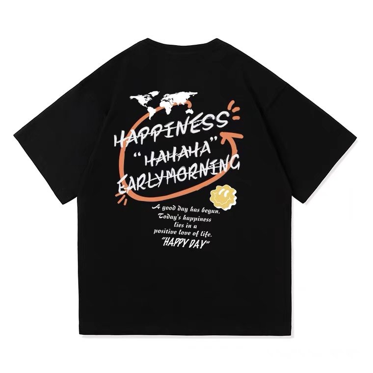 Áo Thun Tay Ngắn Dáng Rộng Mềm Mại Thoải Mái In Chữ Phía Sau Thời Trang Cho Nam