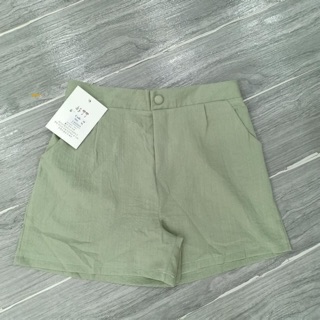 Quần short ống rộng linen cạp chun