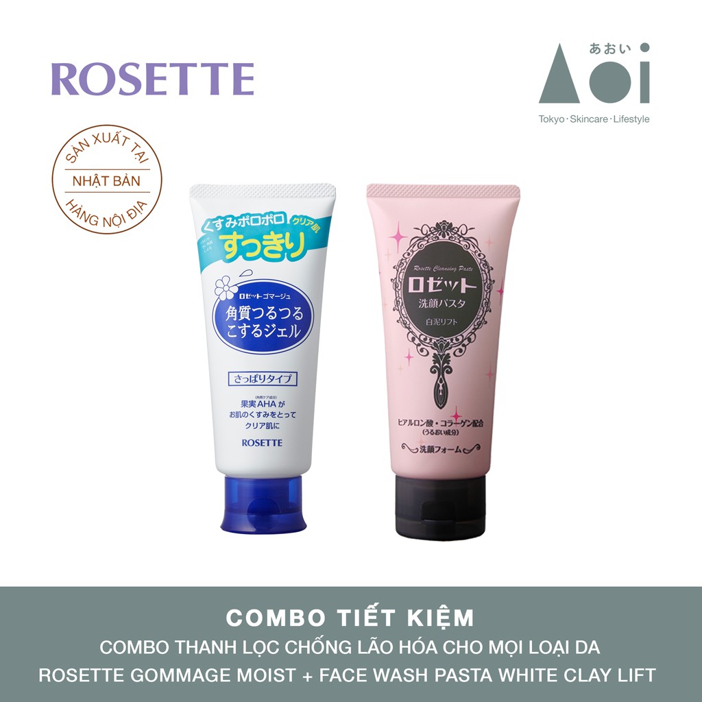 Combo Thanh Lọc Chống Lão Hóa Cho Mọi Loại Da Rosette Gommage 120g + Sữa Rửa Mặt Ẩm Mịn Và Săn Chắc Da Rosette 120g | BigBuy360 - bigbuy360.vn