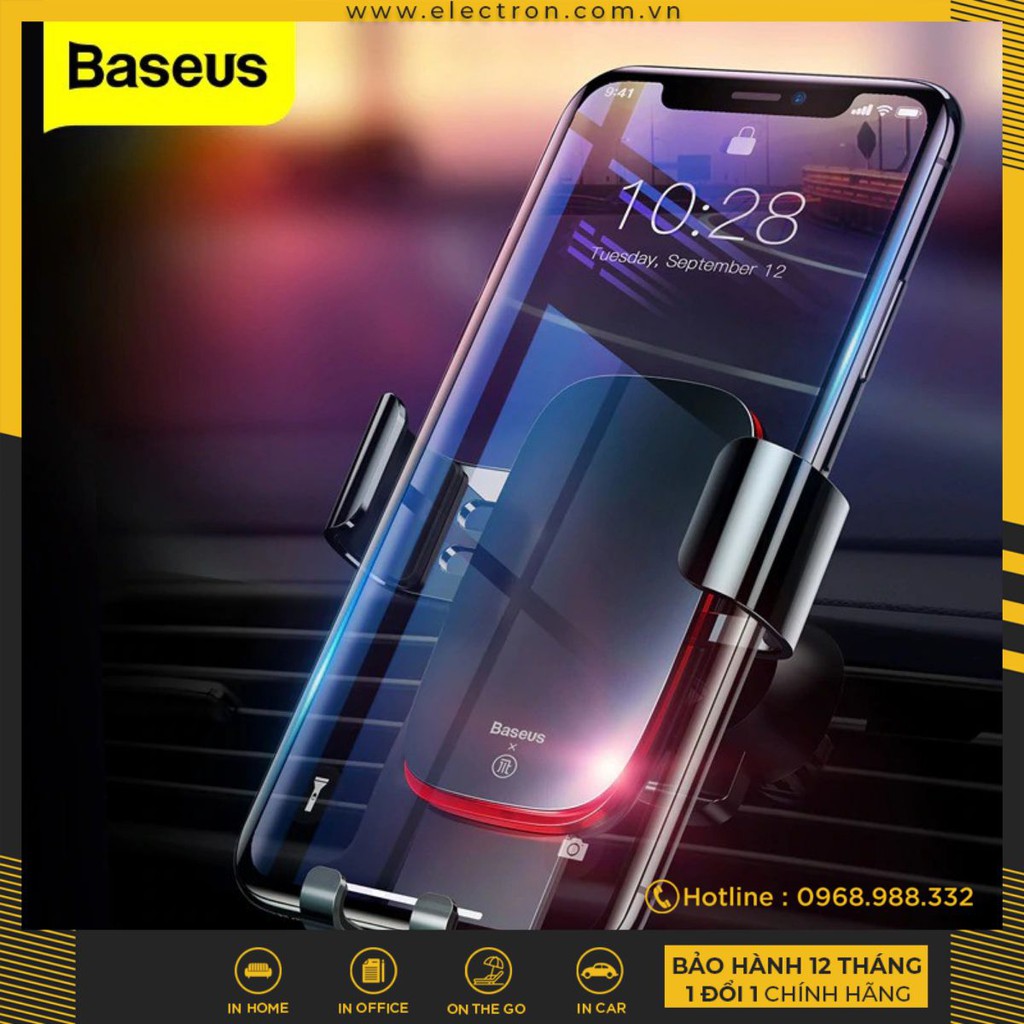 Bộ đế giữ điện thoại khóa tự động dùng cho xe hơi Baseus Metal Age Gravity Car Mount LV229 (Gắn khe gió máy lạnh)