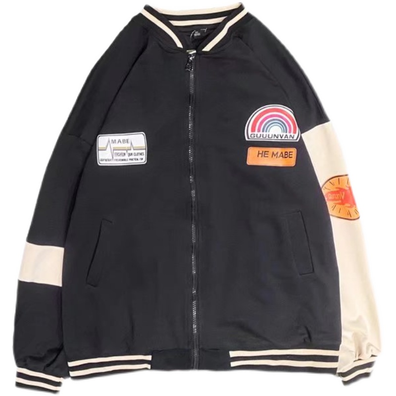 Áo khoác bóng chày dáng rộng phong cách Hong Kong thời trang xuân thu mới cho nam