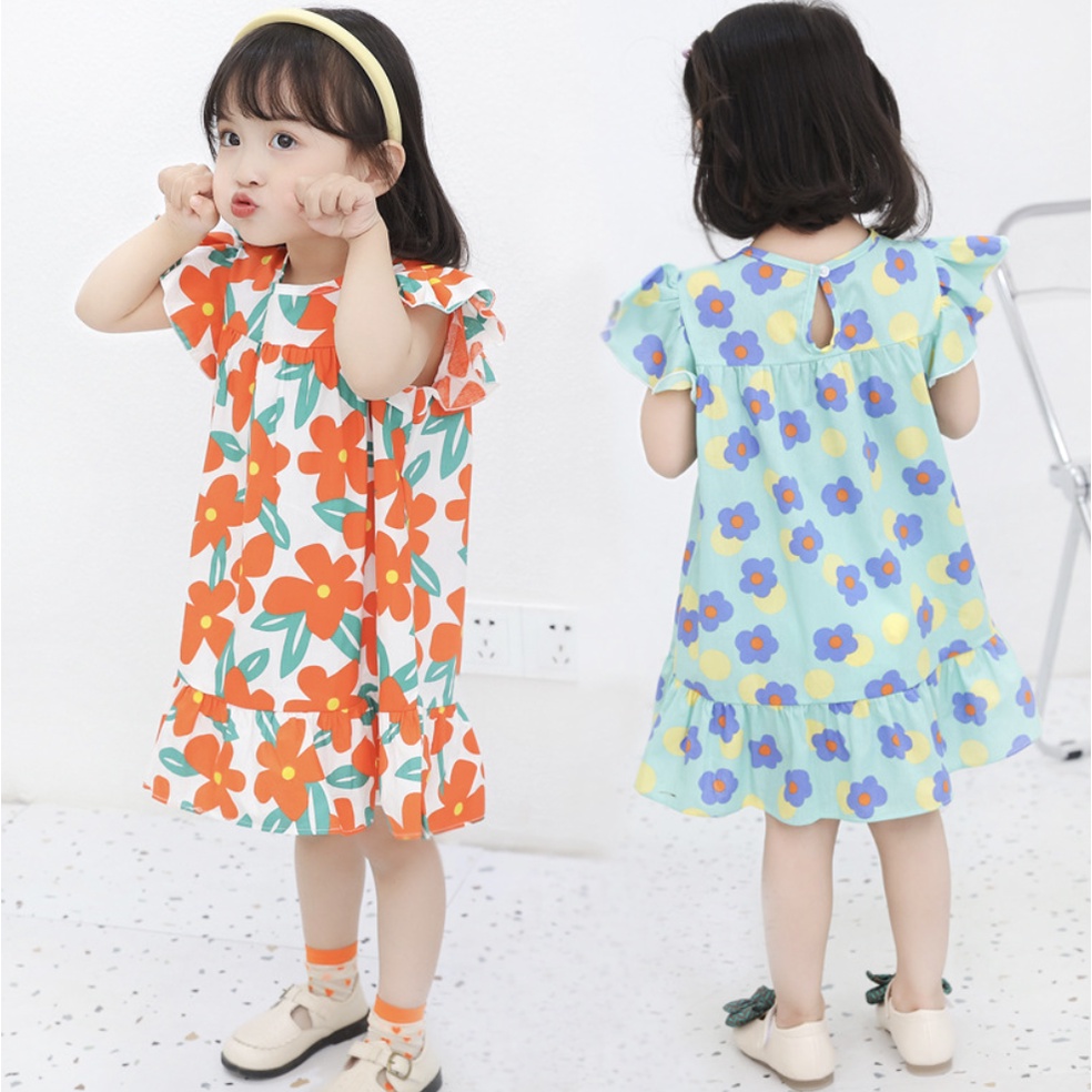 Váy cotton thô cánh tiên mặc hè, váy bé gái,đầm bé gái mẫu mới hè thoáng mát