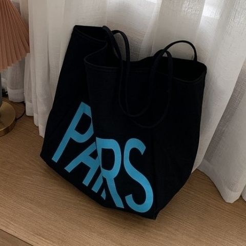 Túi Xách Canvas Cỡ Lớn In Chữ Phong Cách Hàn Quốc Thời Trang Cho Nữ