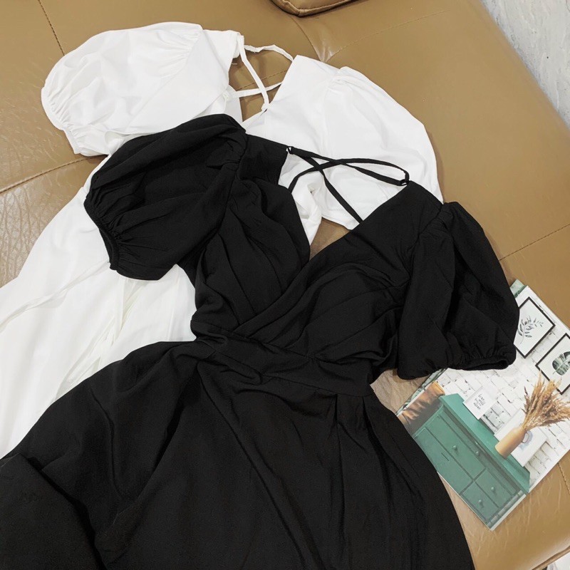 Đầm đắp chéo ngực hở lưng sexy 2 màu đen trắng