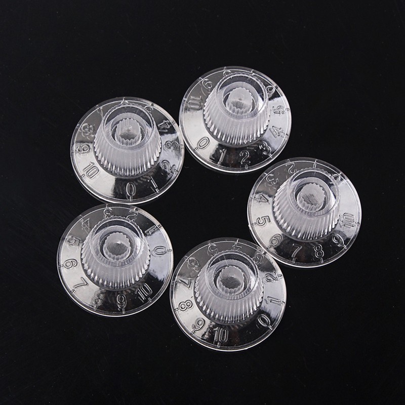 5Pcs Guitar Tone Volume Control Knobs for LP Guitar Transparent White