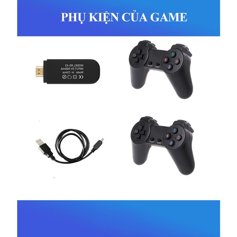 Máy chơi game điện tử 4 nút cầm tay Game Stick 4K HDMI sẵn 821 trò trơi, tay cầm không dây