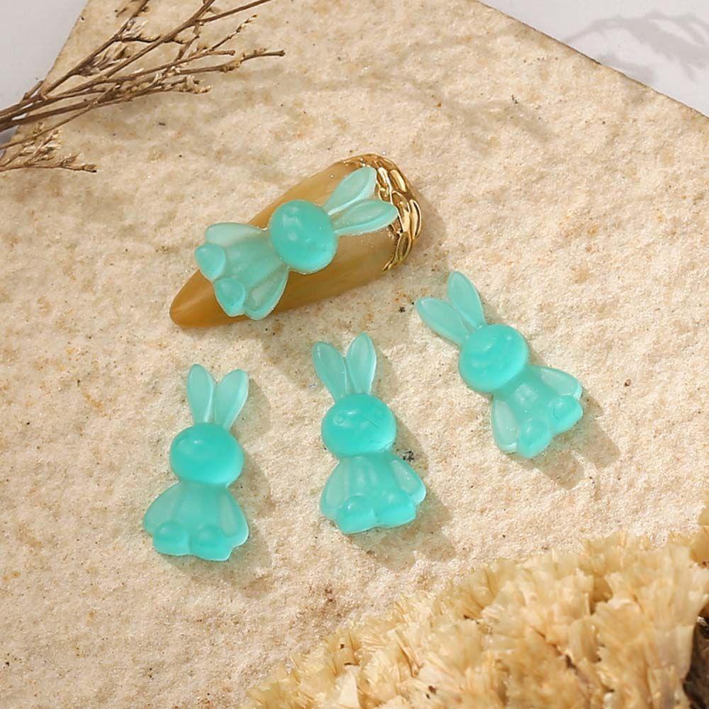 Phụ Kiện Trang Trí Móng Tay Hình Thỏ Dạ Quang 3D Xinh Xắn Charms