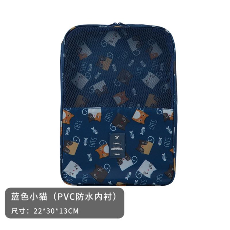 (Hình Thật) Túi đựng giày dép ba ngăn có đai cài tay kéo vali, Túi đựng giày dép đi du lịch