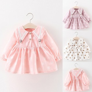 Trẻ mới biết đi Bé gái Áo dài tay Hoa In Quần áo Đảng Công chúa Dress