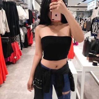 Áo ống thun trơn trắng đen
