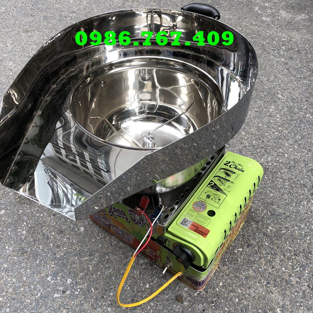 Máy nổ bắp rang bơ gas có 2 van nối bình mini hoặc công nghiệp