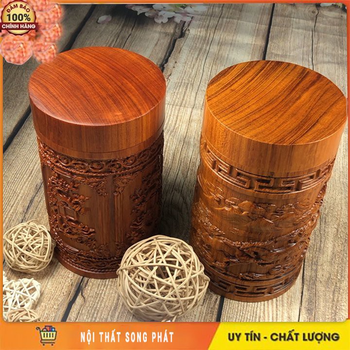 Hộp đựng trà FREESHIPHũ đựng chè khô gỗ Hương cao cấp, trạm khắc họa tiết tinh xảo, nhiều mẫu