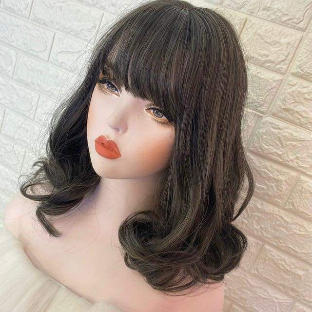 Tóc giả nữ cả đầu ❤FREESHIP❤ Giảm 7k khi nhập [TOCGIA7K]-Tóc giả nguyên đầu xoăn ngắn xám lạnh