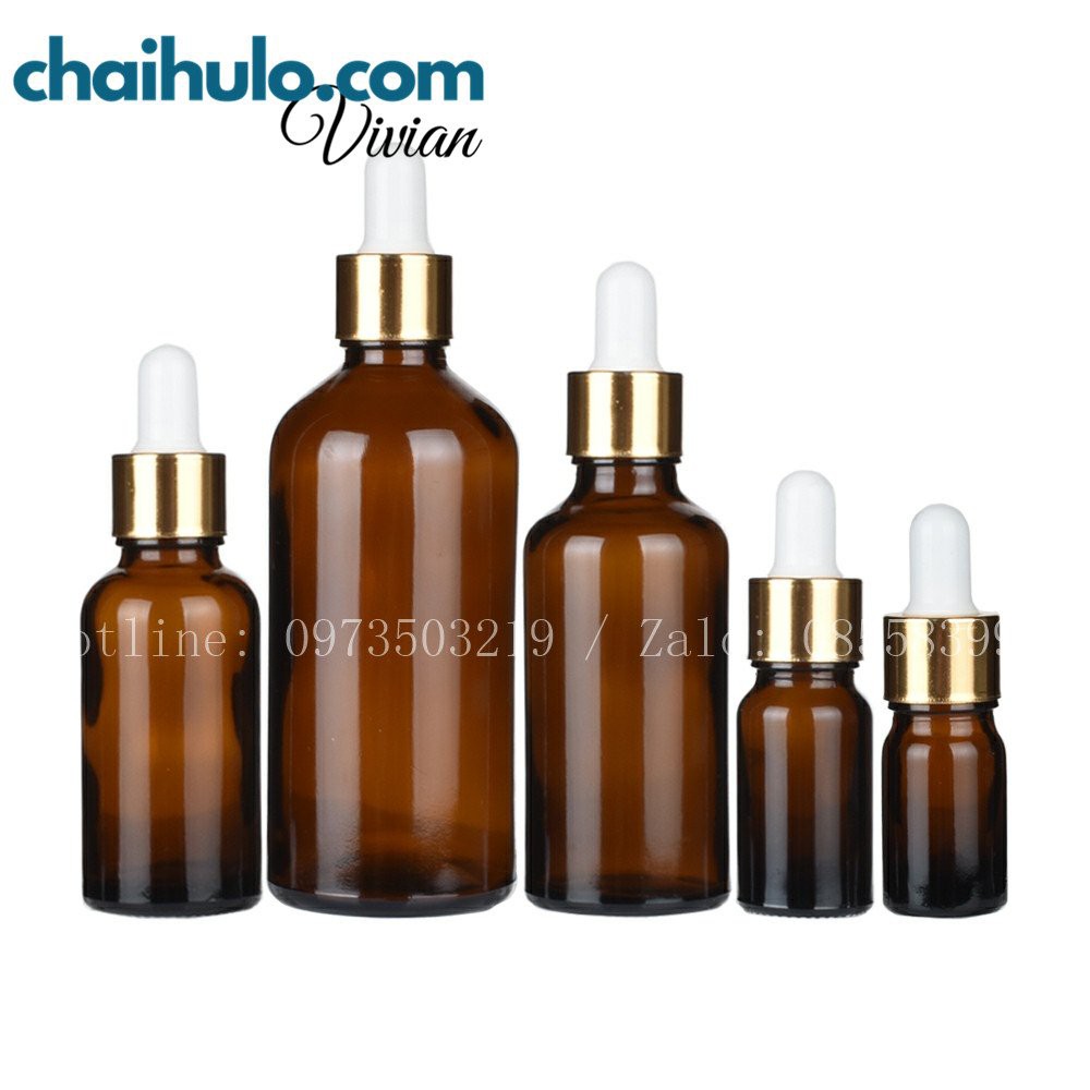Chai đựng tinh dầu serum thân nâu nắp bóp nhỏ giọt 15ml