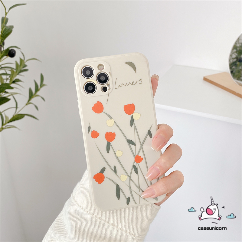 iPhone Case IPhone 6 6s 7 8 Plus iPhone 11 12 Pro Max X XR XS MAX SE 2020 Ins Vintage Flowers Soft TPU Case Retro Square Straight Cube Back Cover