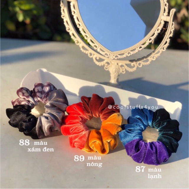 Đồ cột tóc scrunchies nhung phối 3 màu🪄