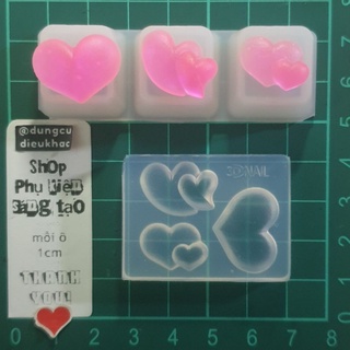 Khuôn trái tim 3 mẫu cho trang sức - keycap - kẹp tóc