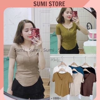 Áo Phông tăm cổ V nhiều cúc dáng đuôi tôm