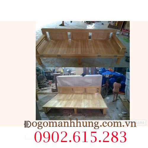 Sofa giường, giường gấp gỗ - Kích thước (Nội thất): 120 x 60 x 60.