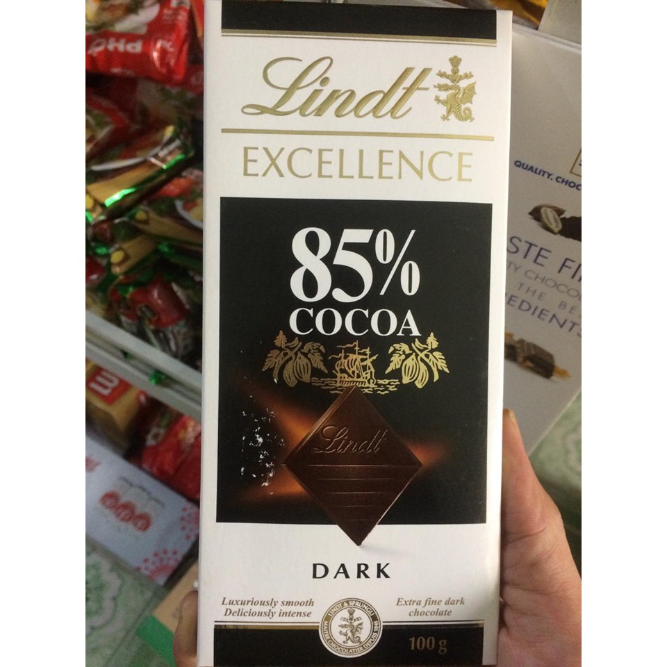 Bánh Chocolate Lindt Excellence Dark 85% 100g hàng Pháp date 9/2022