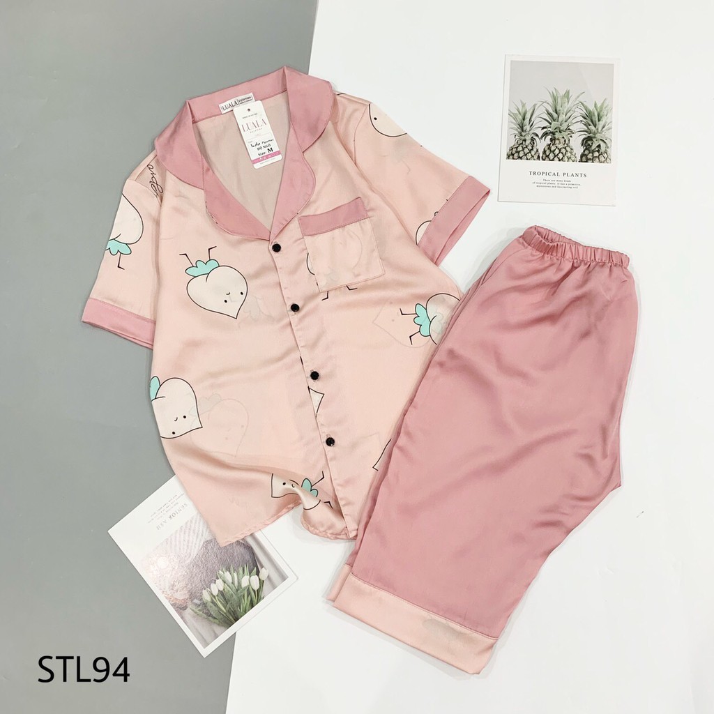 Bán Sỉ Lẻ SLL Bộ Pijama Lụa Satin Phối Hàn - Bộ Mặc Nhà Cộc Lửng Mềm Mát Thoải Mái | BigBuy360 - bigbuy360.vn