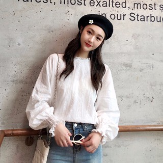 [ORDER] Blouse ren tay bồng cổ tròn