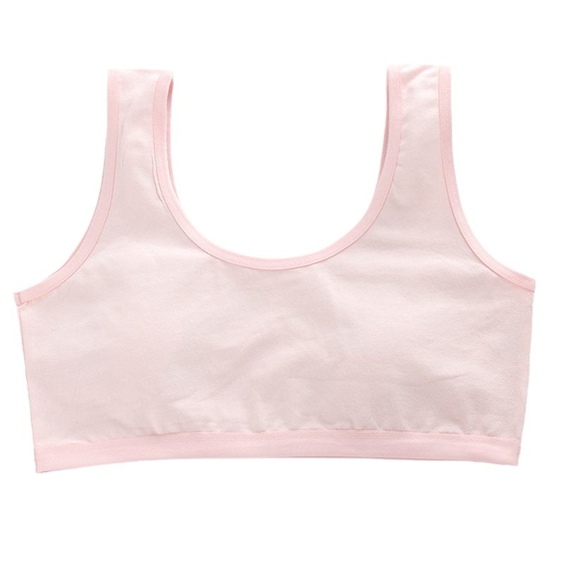 Haha Áo Ngực Cotton Dây Bản Rộng Màu Kẹo Trơn Không Đệm Lót Tập Luyện Cho Nữ Tuổi Teen