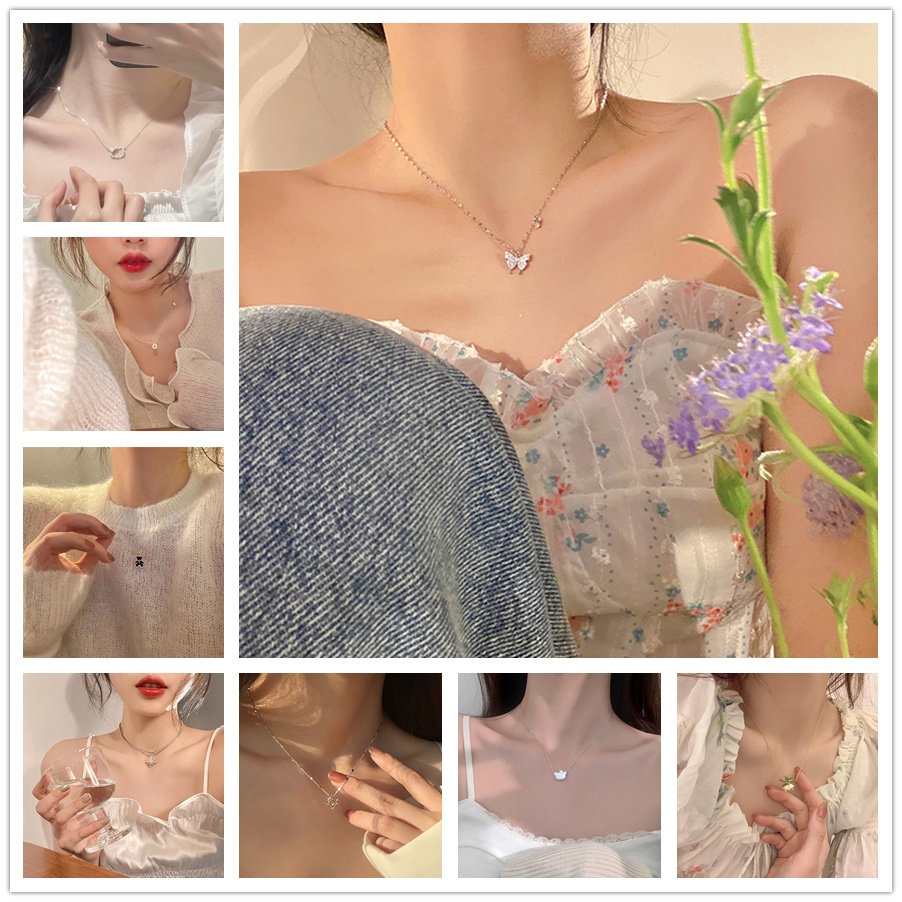 Vòng cổ Hợp Kim Mặt Hình Vỏ Sò/Mũi Tên/Trái Tim/Hoa Cherry/Bướm/Bướm Đính Đá Zircon Thời Trang Nữ Mới Nhất